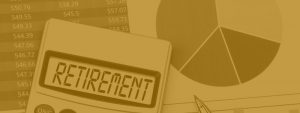 A calculator with a couple graphs in a yellow filter stating "Retirement."